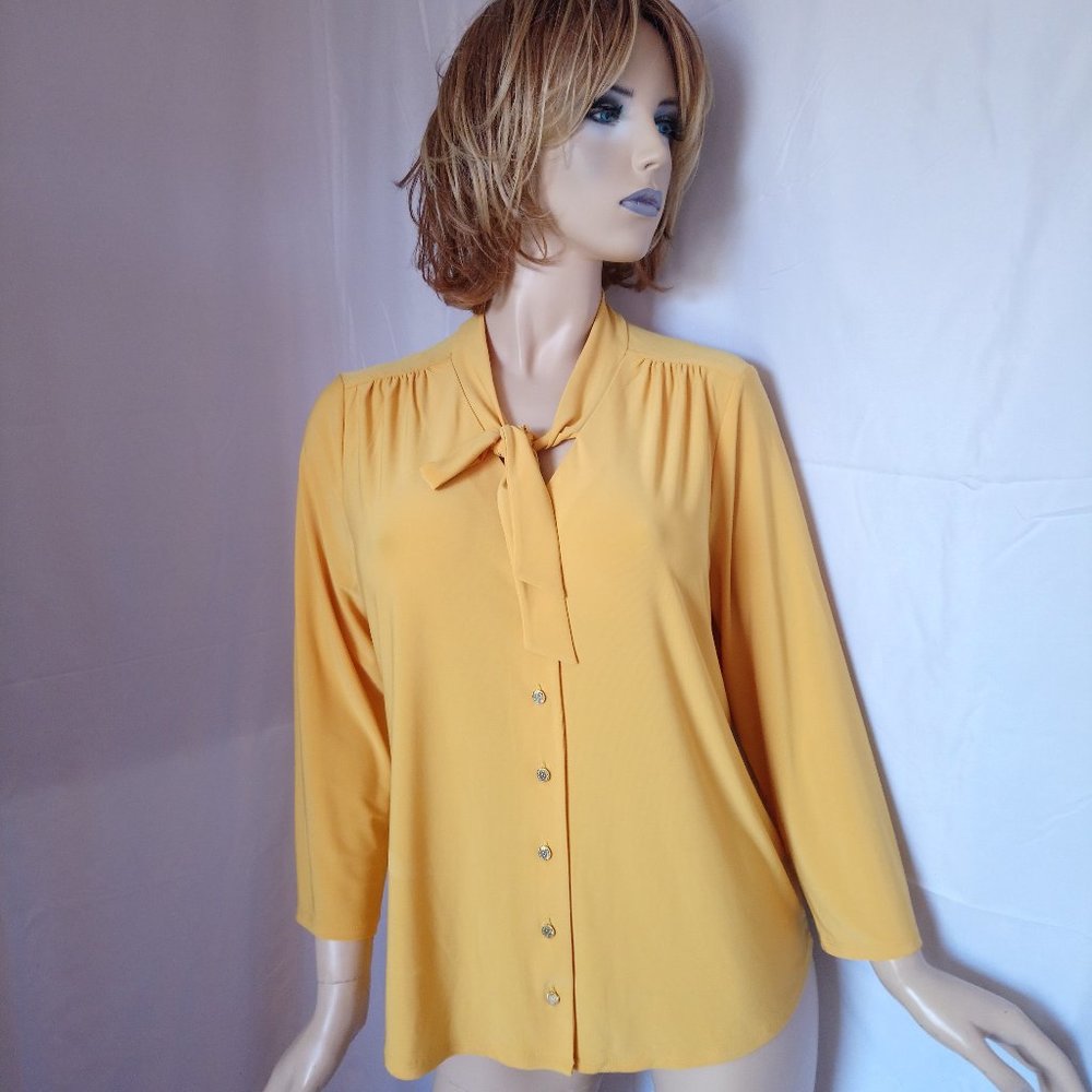 Nwt ANNE KLEIN Cezanne Yellow Button Down Shirt L